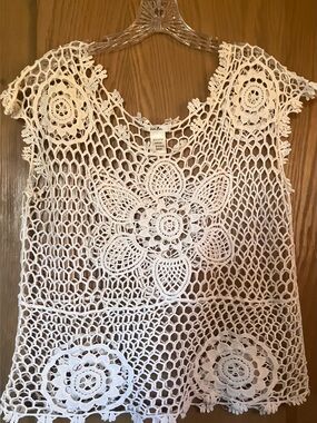 Ivory Crochet Lace Tunic Top - bebe